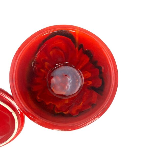 California Pottery Original 255 2500 Lava Drip Glaze Lidded Candy Dish Bowl - Picture 3 of 10